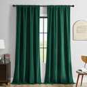 Joydeco Dark Green Velvet Curtains 84 inch Length 2 Panels Burg Set, Luxury Rod Pocket Thermal Insulated Window Blackout Curtain, Room Darkening Drapes for Living Dining Room Bedroom Privacy (52"W x 84"L (Pack of 2), Rod Pocket | Dark Green)