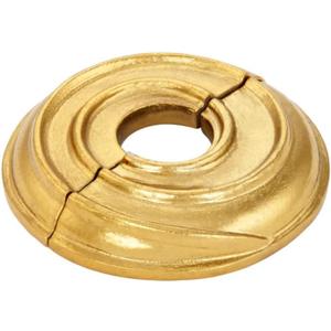 Renovators Supply Manufacturing Aluminum Escutcheon Plate 3.13 in OD Escutcheon 1/2 in IPS Lacquered Brass Finish Radiator Flange