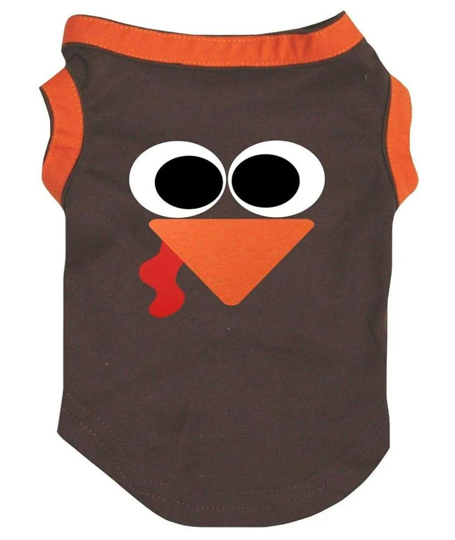 Petitebella Cute Turkey Face Puppy Dog Shirt (Brown/Orange, Medium)