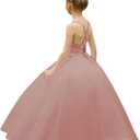 Flower Girl Dress Crossed Straps Lace Wedding Dresses Party Bridesmaid Ball Gown (Pink)