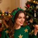 Christmas Headbands for Women Xmas Headband Knotted Pearl Hairband Holiday Costume Red Green Rhinestone Headpiece