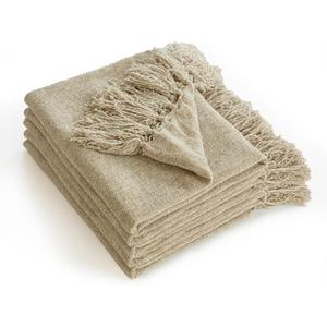 Simple&Opulence Soft Chenille Throw Blanket 50'' x 60'' - Cozy Fluffy Blanket with Fringe Tassel, Farmhouse Boho Blankets for Couch Bed Office Chair Gift Home Decor All Season Use, Khaki