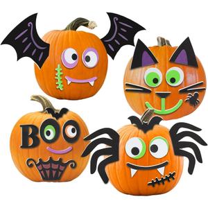 16 Packs Foam Halloween Pumpkins Decorations Stickers, Make Funny Pumpkins Craft Kits for Holiday Decor Kit Party Best Gift for Kids Adult Girls Boys DIY Jack-O-Lantern Pumpkin