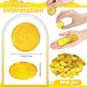 Hanaive 800 Pcs Plastic Pirate Coins Gold Treasure Spanish Doubloon Fake St. Patricks Toy Coin for Kids Board Games Pirate Party Cosplay Teachers Classroom Reward (Gold, Classic)
