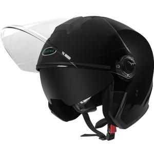 Adult Motorcycle Helmet Open Face 3/4 Helmet with Visor, DOT Approved, Suitable for Both Men and Women (Medium, Black)