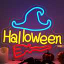NOSUN Halloween Neon Sign Happy Halloween Wall Decor LED Lights for Bedroom Living Room Bar Office USB Powered Children Youth Hanging Light Up Sign for Halloween Decor Holiday Party Gift