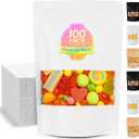 Smell Proof Bag, 100 Pack Sealed Bags for Small Business, Food Storage Bags with Window,Dog Treat Bag, Bakery Bags, Candy Packaging, Resealable Paper Stand Up Pouch