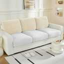 Large Backrest Cushion Covers Super Stretch Backrest Covers for 3 Cushion Couch Sofa, Couch Back Cushion Covers Featuring with Chenille Yarn (Softer Version, 3PC, Beige)