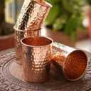 Hammered Design Pure Copper Tumbler Set of 4 | Drinking Water With Copper Cups | Premium Quality Copper Tumblers For Home, Office, Hotel, Travel and Gifting Each 10.08 Ounce