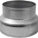 6" to 5" Inch Galvanized Steel Round Duct Reducer - Pipe Fitting Increaser Reducer - Drain, Waste and Vent Conduit Transition Adapter - Metal Tube Reducing Coupling