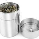 Tea Tin Canister, Storage Cup, Stainless Steel Storage Container with Airtight Double Lids, Kitchen Cup for Tea Coffee Sugar Seasoning Storage (Small)