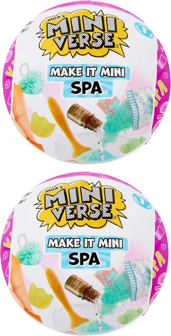 MGA's Miniverse Make It Mini Spa (2 Pack), Mini Collectibles, Mystery Blind Packaging, DIY, Really Works, Real Spa Products, Collectors, 8+
