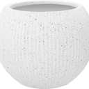 Marlo Fiberstone Round Planter, Ribbed Finishes (M, White), 16.9"D x 13.4"H