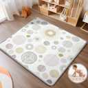 Foldable Baby Play Mat, PIGLOG 0.6 inch Waterproof Playmats for Babies and Toddlers Kids, Safe Foam Playmat for Tummy Time, 50x50 Playpen Mat, Reversible Portable Baby Floor Mat for Infant, Circle