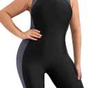 Floerns Women's Plus Size One Piece Swimsuit Colorblock Scoop Neck Shorts Monokini (XX-Large Plus, Black)