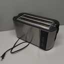 Elite Gourmet ECT-3100 Long Slot 4 Slice Toaster, Reheat, 6 Toast Settings, Defrost, Cancel Functions, Built-in Warming Rack, Extra Wide Slots for Bagels & Waffles, Stainless Steel & Black