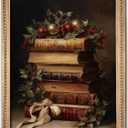 2 x CFFJLHN Vintage Christmas Book Wall Art Decor, Rustic Christmas Bookish Library Pictures Poster Art Prints, Dark Moody Xmas Wall Decor for Home Bedroom Reading Room, 8x10 Inches Unframed