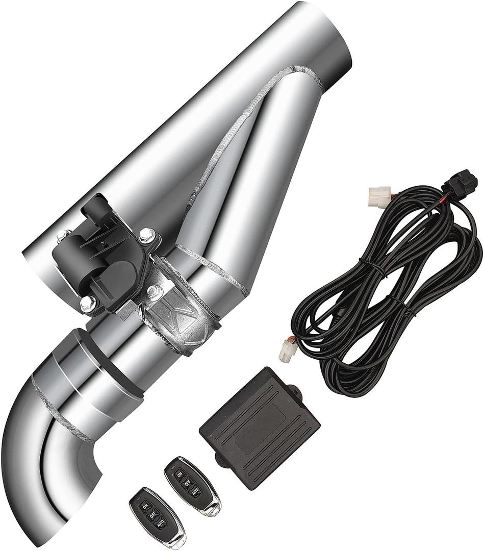 Electric Exhaust Cutout 3 Inch with Elbow Muffler Valvetronic Exhaust Valve Kit (1 Controller, 1 Valve)