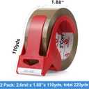 BOMEI PACK Brown Packing Tape No Noise, 2 Pack Quiet Packaging Tape Refill with Dispenser, 1.88 inch x 110 Yards, Heavy Duty Shipping Tape for Sealing Packing, Moving, Office&Storage