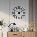 1st owned Large Wall Clock Silent Non-Ticking Roman Numerals Vintage Battery Operated (24 inch,18inch,16inch) Farmhouse Wall Clock for Living Room, Bedroom, Kitchen, Cafe Decor-Black 47CM