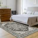 WITSHOCK Living Room Area Rugs 6x9: Washable Rug Boho Soft Non-Slip Low Pile Stain Resistant Foldable Carpet for Bedroom Playroom Dining Room Office Kitchen Farmhouse Home Decor Rug-Bitter Black