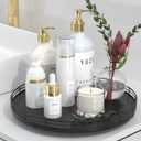 12" Oak Wood Bathroom Tray for Counter, Vanity Tray for Perfume Lotion Candle Makeup Jewelry Sink Soap Holder Turntable Dresser Organizer Countertop Coffee Table Decor Organization and Storage Black