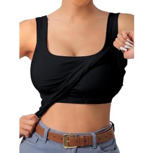 U-Back Workout Tank Tops for Women with Built in Bra,Removable Pads Racerback Sleeveless Gym Athletic Yoga Tops XL