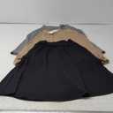 Riyiper 3 Pack Women's Knee Length Skirts, Casual High Waisted Flared Midi A Line Summer Basic Pull-on Skirts with Pockets L