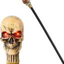 Spooktacular Creations Halloween Skull Walking Cane with Light Up Eyes, Walking Stick Staff Prop for Costume Accessory, Halloween Cosplay Party Prop Men and Women