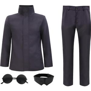DAZCOS Anime Men's Cosplay Costume US Size Outfit with Glasses Blindfold Jacket Pants for Adult