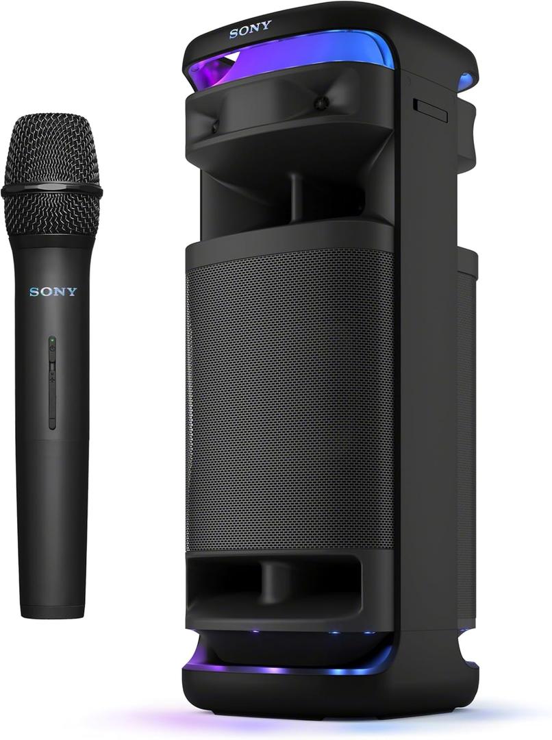 Sony ULT Tower 10 Bluetooth Karaoke Party Speaker with Powerful Bass, 360 Sound and Party Lights, Included Wireless Microphone