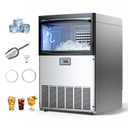 VEVOR Commercial Ice Maker Machine, 200 lbs/24h with 50 lbs Storage Capacity, Built-in/Freestanding/Under Counter, Stainless Steel Ice Maker with LED Display & Self-Cleaning, for Home Bar Restaurant