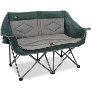 Northroad Folding Loveseat Camping Chair Portable Double Duo Full Padded Garden Chair for 2 Person Sofa w/ 2 Cup Holder,Wine Glass Holder,Mesh Storage,Support 600lbs for Picnic Beach Travel, 35.8 x 20.5 x 39.8 inches