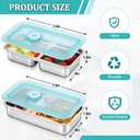 4 Pcs Stainless Steel Snack Containers, Grab and Go Snack Containers Reusable, Double Compartment Condiment with Lid Stainless Steel Food Storage for Classroom Travel and Outdoor Camping