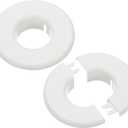 PATIKIL Wall Split Flange 1.5" (37mm), 2 Pcs Round Detachable Escutcheon Plate Buckles Water Pipe Cover for Kitchen Bathroom Air Conditioner Arm Pipe Faucet Decoration, White