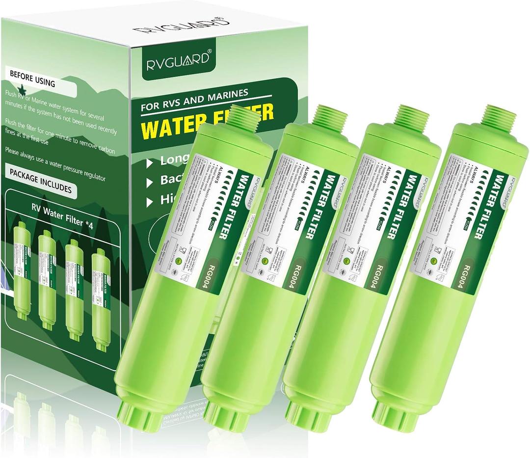 2 x RVGUARD Inline RV Water Filter, Reduces Odors, Bad Taste, Rust, Chlorine, Ideal for RV and Marine use, 4 Pack
