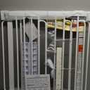 Cumbor 29.7-57" Extra Wide Baby Gate for Stairs, Mom's Choice Awards Winner-Dog Gate for Doorways, Pressure Mounted Walk Through Safety Child Gate for Kids Toddler, Tall Pet Puppy Fence Gate, White