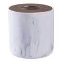 White Marble Textural Mini Trash Can with Rose Gold Stainless Steel Lid, Small Countertop Trash Can for Bathroom Kitchen,Desk Trash Can,Table top Mini Garbage Cans,Resin Tiny Waste Basket for Vanity