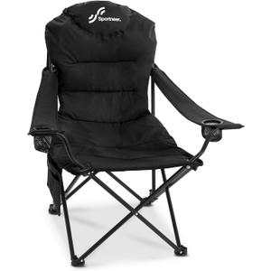 Sportneer Folding Camping Chair: 24'' Extra Wide 3 Adjustable Angle Collapsible Chairs with Cup Holder & Carry Bag - Oversized Heavy Duty Padded Outdoor Chair for Camping Yard Fishing, Support 353lbs, 18.1"x20"x41"