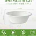 Vplus 500 Pack 12 OZ Paper Bowls Bulk, Disposable Compostable, Eco-friendly Bagasse, Heavy-duty Bowls Perfect for Milk Cereals, Snacks, Salads, 6.3 inches x 1.35 inches