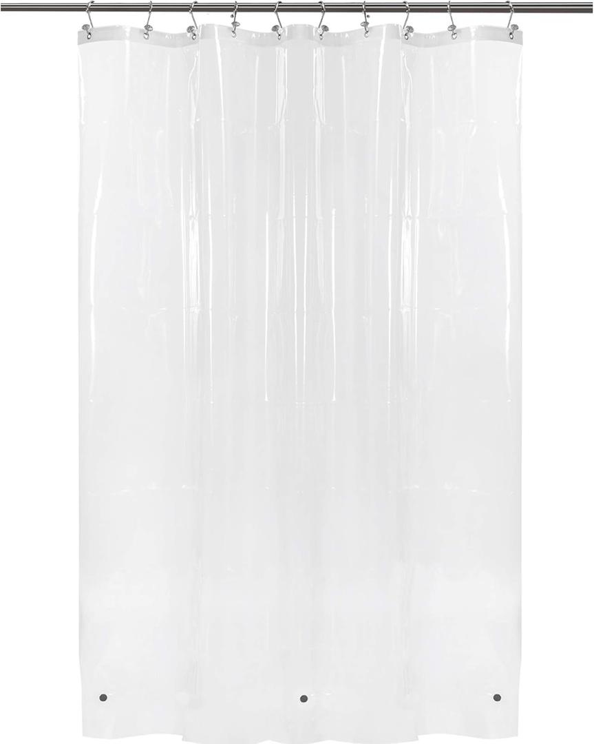 BAROSSA Design 54 inch Wide Stall Shower Curtain Liner with 3 Magnets - PEVA, Waterproof, PVC Free, Metal Grommets, Clear, 54x72