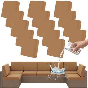 Smiry Waterproof Patio Cushion Covers, Stretch Outdoor Couch Slipcovers Replacement Washable Furniture Protector Sofa Chair Seat Cover for Dogs and Pets (14 Pcs, Camel)