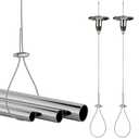 Closet Rod Support, 2PCS Ceiling Mount Curtain Rod Brackets, Adjustable 78.7” 304 Stainless Steel Ceiling Support for Closet Rod or Shower Curtain Rod, Heavy Duty Pipe Bracket (No Screws Included）