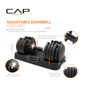 CAP ADJUSTABELL 25 lb  Adjustable Dumbbells with Contoured Full Rotation Handle, Honeycomb Chrome and Black Handle