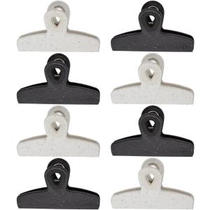 COOK WITH COLOR Bag Clips - Heavy Duty Chip Clip and Refrigerator Magnet Clips for Food Storage with Air Tight Seal Grip, Black and White, Pack of 8 Large Clips