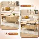 LYNCOHOME Fluted Lift Top Coffee Table with Storage, Modern Coffee Table for Living Room, Home Office(Natural), 18.9''D x 37.4''W x 16.2''H