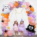 Halloween Balloon Arch Kit Pink, 18" 10" Balloons with Ghost Bat Foil Balloons for Halloween Baby Shower Decorations Happy Boo Day Party Supplies Outdoor Indoor Decors