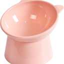 Tilted Elevated Cat Food Bowl - Cats Bowls Whisker Friendly Anti Vomiting Slanted Feeding Bowls Cute Shallow(Tall Cat Bowl-Pink)