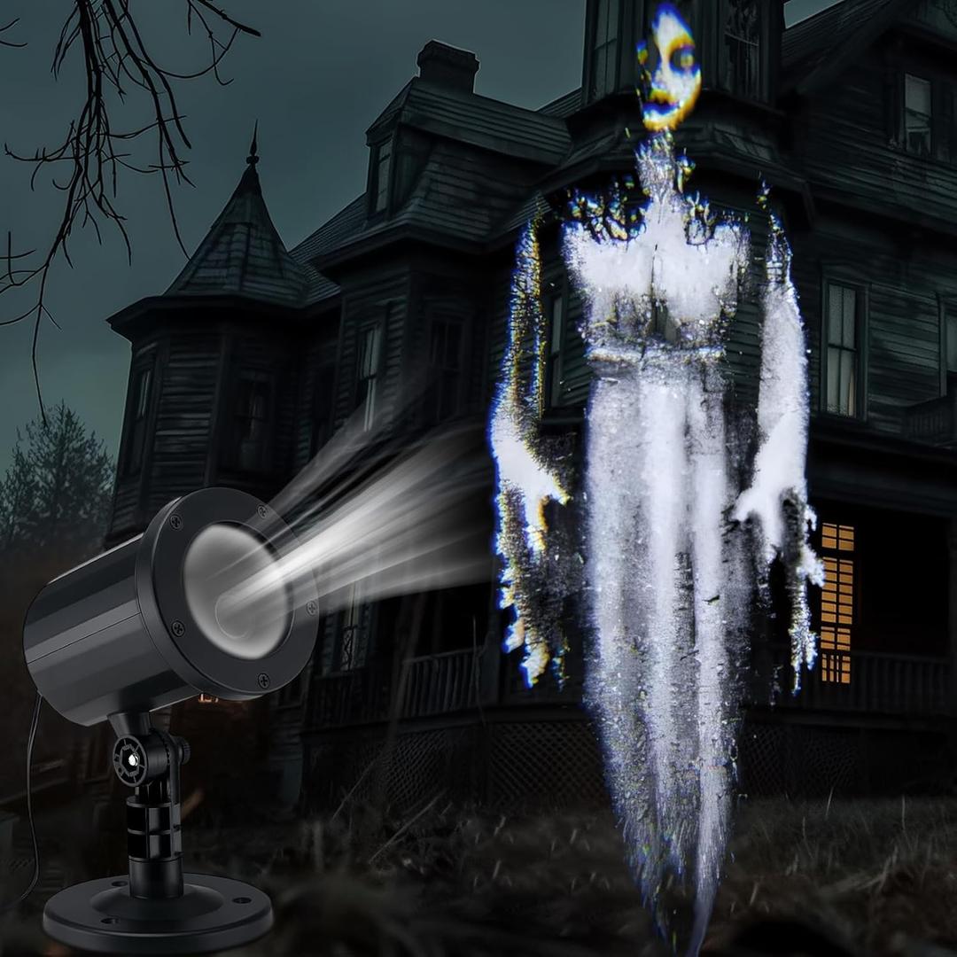 Retisee Halloween Projector Light Outdoor Indoor Waterproof Decoration Projector Light LED Bright Projection 180 Adjustable Stand for Ground Wall Roof Garage Door Halloween Decor(Ghost Woman)