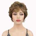 Lydell 6" Short Curly Wavy Wigs Synthetic Full Hair Classic Style(12TT26 Light Brown with Highlights)